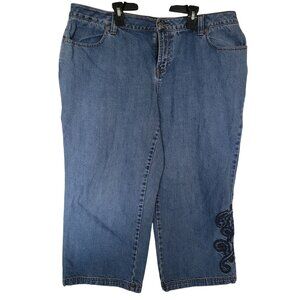 Tommy Hilfiger Womens Embroidered Blue Denim Jeans‎ Size 16 Relaxed Fit